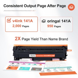 v4ink 141A W1410A Toner Cartridge High Yield 2,000 Pages Replacement for HP 141A Black Laserjet Toner Cartridge for HP Laser Jet M110w MFP M139w M140w Printer Toner (2 Pack, with chip)