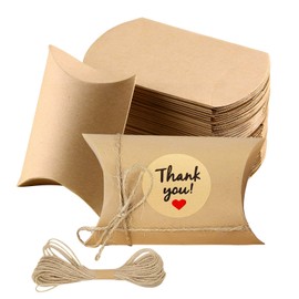 GTDOOCE Pack of 100 Cushion Boxes, Kraft Paper Gift Boxes, Mini Boxes for Wedding, Birthday, Party