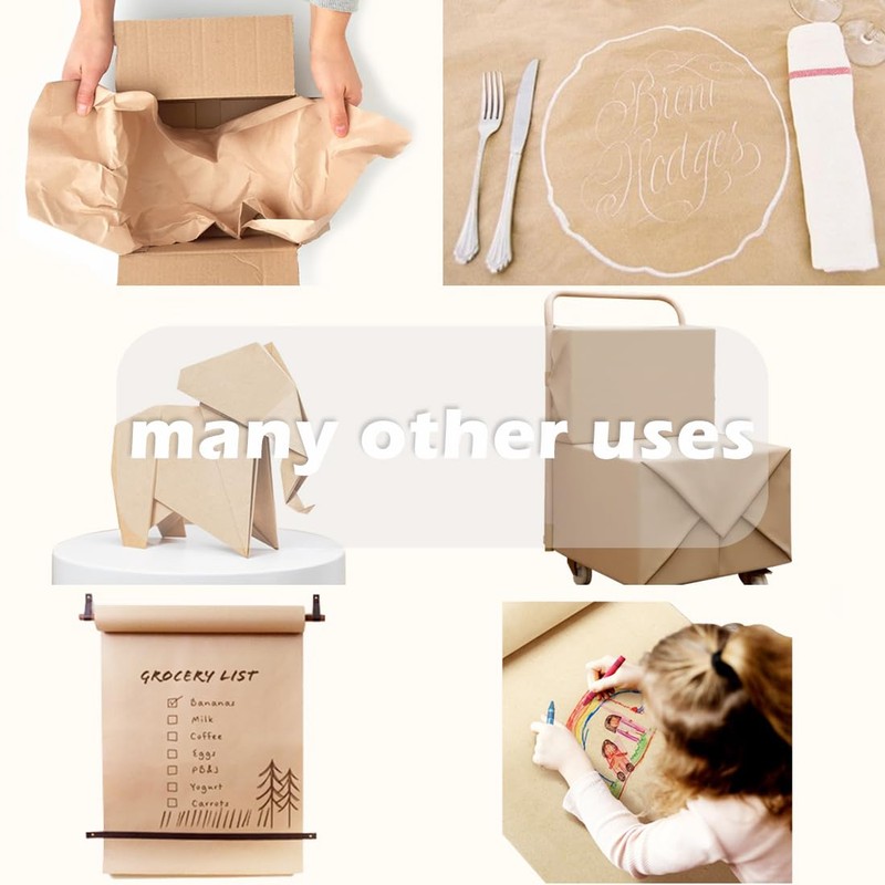 SMART&CASUAL 17.8"×1,200"(100') Brown Kraft Wrapping Paper for Craft Gift Bulletin