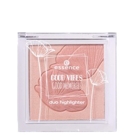 Essence Good Vibes Good Memories Duo Highlighter No. 01 Shiny, Bright, Bloom Contents: 8 g Highlighter with Two Trendy Colours.