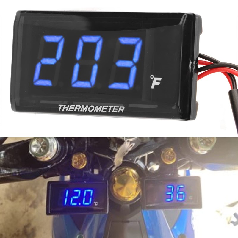 Motorcycle Digital Thermometer, DC 12V Ultra Thin Water Temperature Meter