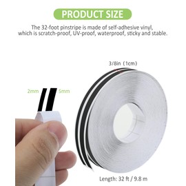 Flaconi 2 in 1 Car Stickers,Car Decals,Racing Stripes,Car Stripes Decals,Car Body Stickers,Vinyl Car Decal Stickers,Car Hood Stripe Sticker,Car Stickers and Decals,Fits Cars,Motorhomes,Helmets (Black)