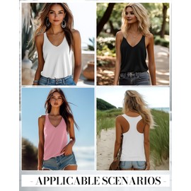 Huukeay 3 Pack Women's Tank Tops Summer V Neck Racerback Tops Loose Fit Casual Sleeveless Tee Workout Yoga Athletic Shirts(Black, White, Pink,Medium)