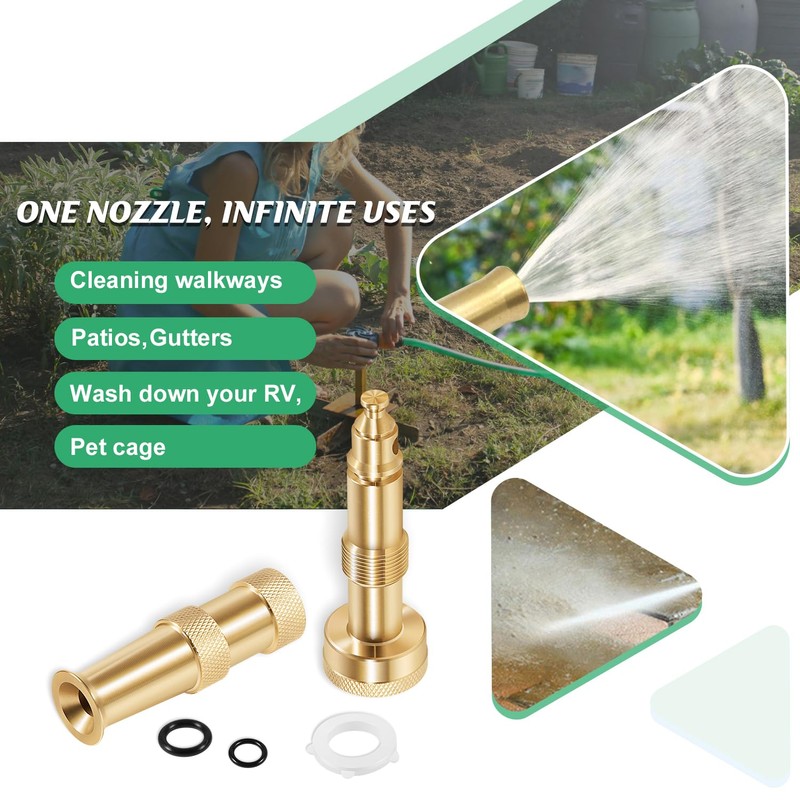 Brass Adjustable Spray Nozzle with Powerful Water Stream for Garden