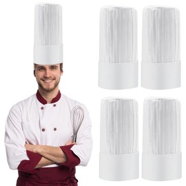 Mumucove 4 Pcs Chef Hats for Men Adult Tall Chef Hat 11'' White Hibachi Chef Hat Adjustable Unisex Cotton Kitchen Cook Cap