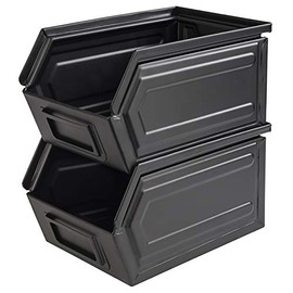 APS Industrial Snack Box Black Metal Box with Labelling Compartment, W x D x H: 15.5 x 23.5 x 13 cm, Fast Food Box, Dishwasher Safe, Stackable
