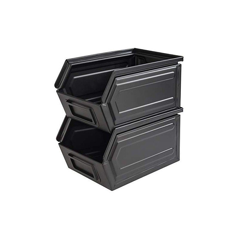 APS Industrial Snack Box Black Metal Box with Labelling Compartment,