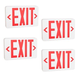 RUN BISON LED Emergency Exit Lighting Fixtures With 90 Minutes Back-Up Battery, 120-277 Voltage, Wall Mount, Hard Wired, Emergency Sign with Light, UL Listed-4PK