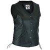 Women's Motorcycle Leather Vest With Longer Cut and Dual Gun
