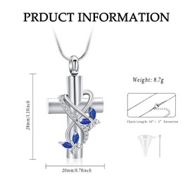 VCCWYQK Urn Necklaces for Ashes for Women Butterfly Cremation Jewellery for Ashes, Cross with Crystal Butterfly Memorial Ash Pendant Keepsake Jewellery Gifts for Loved Ones, Stainless Steel