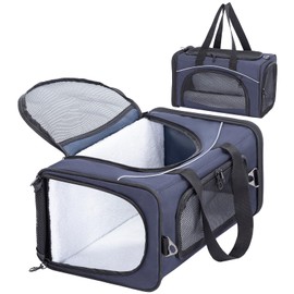 Petsfit Airline Approved Pet Carrier for Small Dogs & Cats, 19x9x12 TSA Approved Carrier, with Removable Dual-Sided Padding (2-Way Placement) - Fits Under Most Airplane Seats, Escape Proof (Navy)