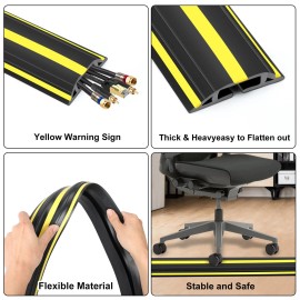 Eapele 6.5ft Cable Protector Cord Cover for Floor, Heavy Duty 6.5 feet Yellow & Black