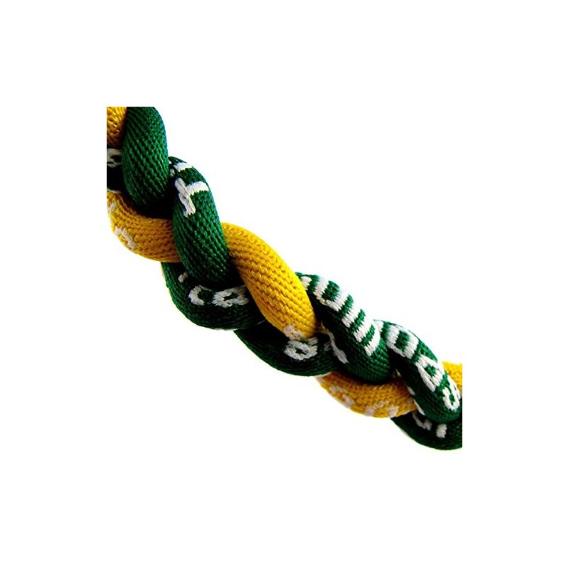 MapofBeauty 18" Three Braided Rope Sport Tornado Necklace (Green/Yellow)
