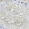 White dot handmade nail tips - Square M / 화이트