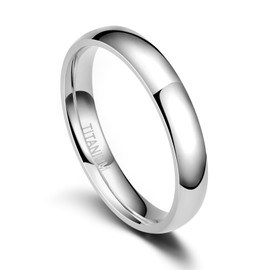 TIGRADE 2mm 4mm 6mm 8mm 10mm Titanium Ring Plain Dome High Polished Wedding Band Comfort Fit Size 3-15,4mm,Size 7