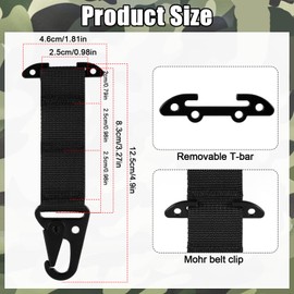 NQEUEPN T-Mount Belt Clip, Band Width 1 inch/2.5cm Webbing Belt Clip Clash Hook Hanging Carabiner with Metal Hook Battle Belt Accessories for Backpack Vest Belt Gloves Keychains(Black)