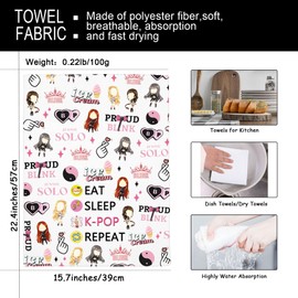 AKTAP Korean Black K-Pop Pink Kitchen Dish Towel K-Pop Group Character Hand Towel for B-Pink Member Fans Gifts Merchandise (TOWEL, BP Towel-HT)