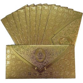 Shagun Envelopes Money Cash Gift 3 Fold Gold Design Envelope (10 piece) for Indian Wedding / Diwali / Birthday / Anniversary