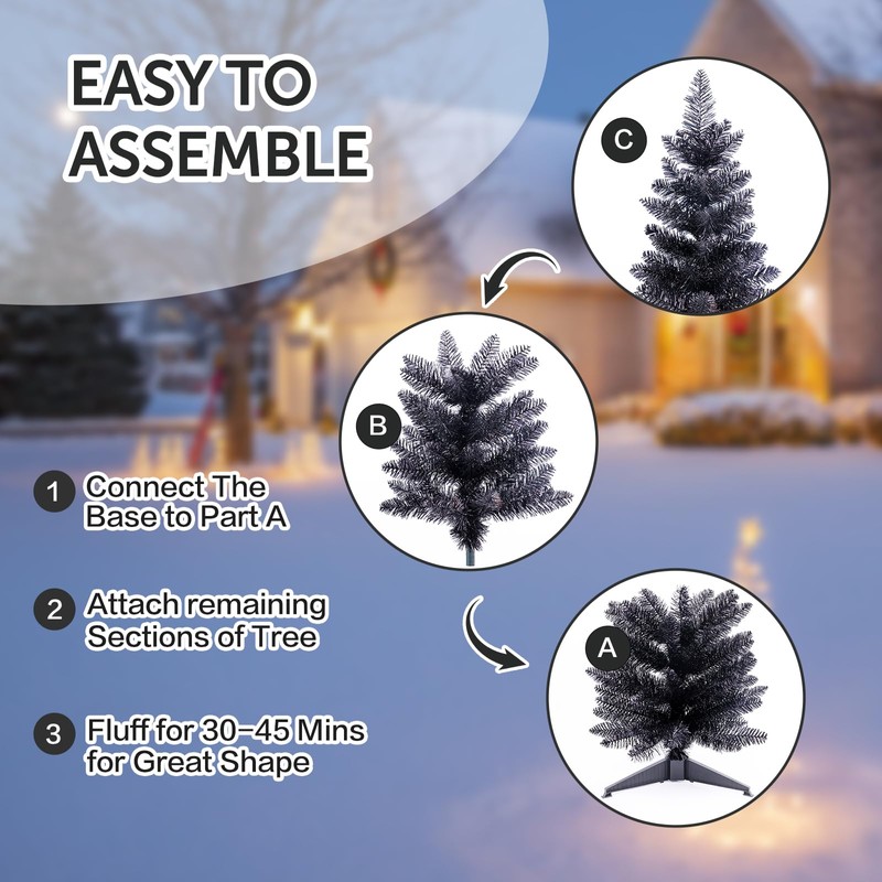 Santanelo 4ft Lighted Artificial Blue Christmas Tree，Small Snowy Artificial Xmas