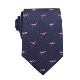 OTAA The Navy Blue Pink Flamingo Tie | Formal Neckties for Men | Groomsmen Wedding Ties | Designed by the Brothers at