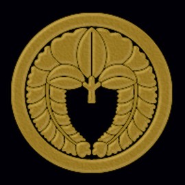 一般家紋蒔絵シール 14.丸に下り藤/GD