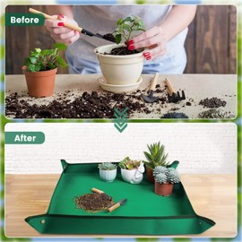 Plant Repotting Mat for Indoor Plants Transplanting Table Top Gardener Portable Potting Tray Potting Soil Tidy Tray Succulents Bonsai Planting Gardening Mat Garden Gifts for Women 29.5"x29.5"