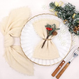 4pcs Cheesecloth-Linen-Napkins Washable-Cloth-Dinner-Napkins 16.5" for Baby Shower, Birthday Party, Dining Table Decor