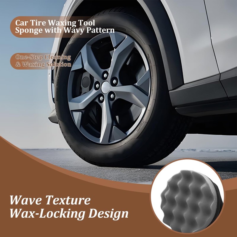 2PCS Car Tire Dressing Applicator Pads, Reusable Hex-Grip Vehicle Wheel