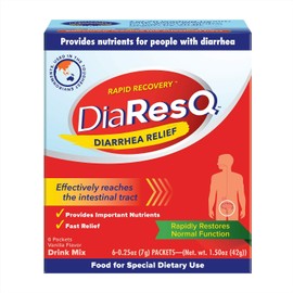 DiaResQ DiaResQ Diarrhea & Immune Support Colostrum Drink Mix for Adults, 6 Ct, Rapid Recovery, Helps Restore Normal Intestinal Function, Vanilla Flavor