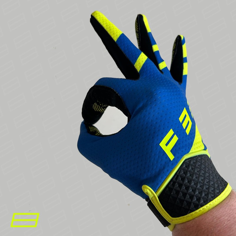 F33L SR3 Diamond Sim Racing Gloves - Blue/Yellow (Medium)