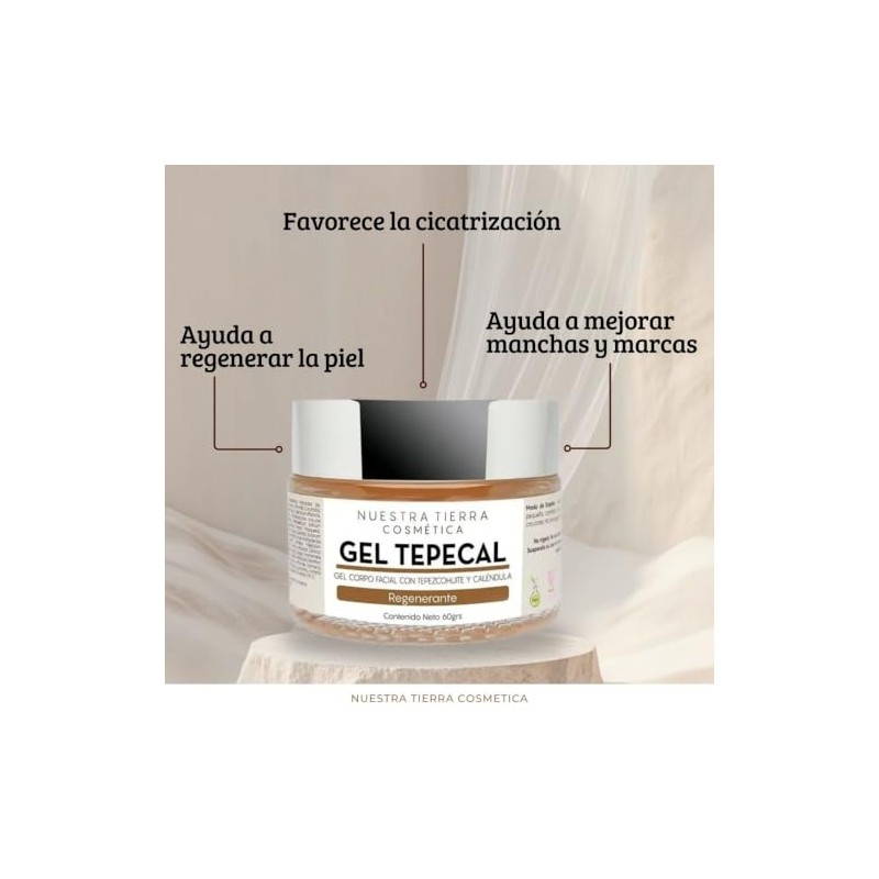Gel Regenerante de Tepezcohuite y Caléndula 60g Todo Tipo de