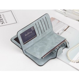 YUEcthynous Women's Large Wallet, Soft Synthetic Leather Purse, Women's Small and in Purse in Very Beautiful Colours with Many Compartments, lightblue, Fashion