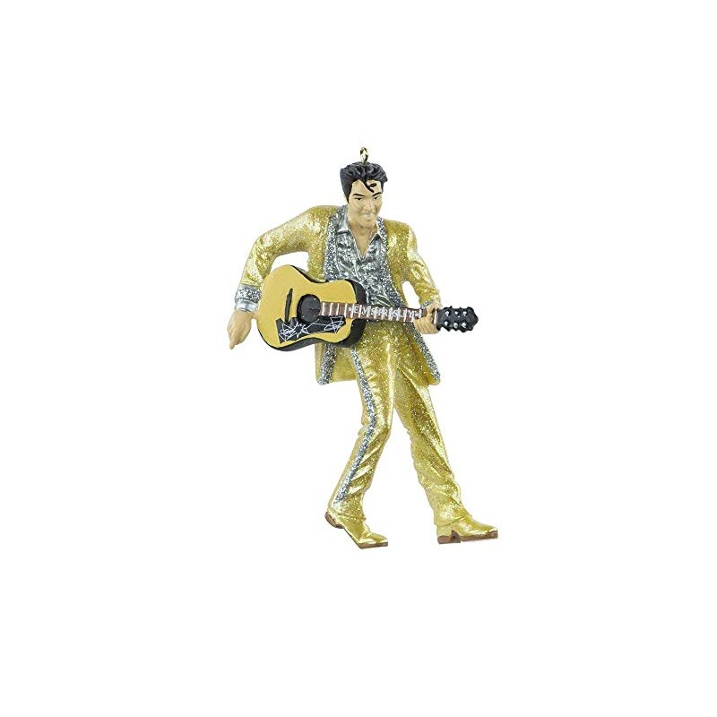 Elvis Presley in Gold Suit Holding Guitar Christmas Ornament