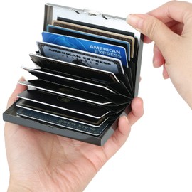 BONSYL® Slim Metal Credit Card Holder Wallet for Men and Women, with RFID and NFC Protection Against Data Theft Card Holder, 10 slots, black, Modern