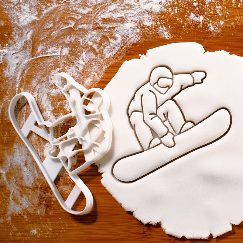 Set of 2 Snowboard Cookie Cutters (Snowboarder and Snow Goggles)