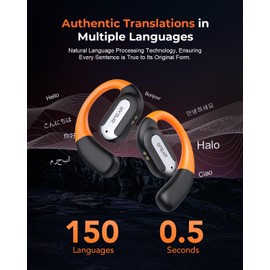 AI Language Translation Earbuds, LCD Touchscreen, 6 Translation Modes, Real-Time Translator for 150 Languages, 60 Hours Playtime, Bluetooth 5.4, HiFi Sound Headphones for Travel, Business