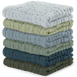 Comfy Cubs Toallitas de Muselina para Bebé (Paquete de 6), Toallas suavea de 6 Capas de Algodón para Piel Sensible – 25 x 25 cm, Grandes, Absorbentes y Delicadas Multicolor Niño