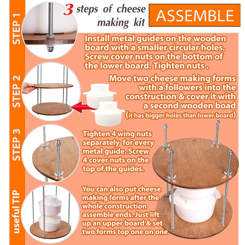 PetriStor Wooden Cheese Press for Cheese Making Supplies Diameter 11