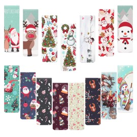 MWOOT 30Pcs Christmas Magnetic Bookmarks, Snowman Magnet Reading Book Marks Set, Double-Sided Cute Page Clips, Book Markers in Bulk for Kids Students Home School Stationery Supplies(15 Styles, 6x2CM)