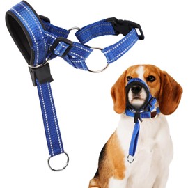 Adjustable Dog Muzzle, Durable Pet Muzzle Chew-Resistant, Dog Head Collar Prevent Biting, Barking, for Walking, Training, Grooming,(M)