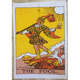 Indian Consigners Tarot Tapestry – The Fool Design – Small Wall Hanging for Tarot Lovers, Altar or Room Décor – Cotton Printed Banner for Spiritual & Boho Interiors