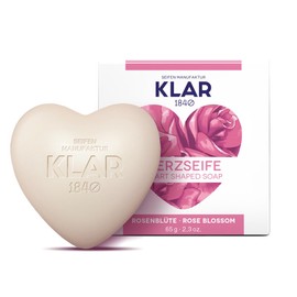 Klar Seifen Heart Soap Rose Petal (65 g, Rose Fragrance, Heart Shaped Soap for Sensitive / Normal Skin, Palm Oil Free, Cosmos Certified, Rose Soap, Soap Gift Idea) 11032