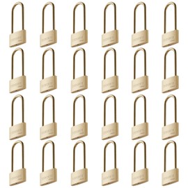 SEDORTI Weather Proof Lock, All Key#31322 Solid Brass Padlocks with Long Brass Shackle, Light Duty, 1-1/2" Wide Body, Marine Padlock, Anti Rust Lock, 24 Pack