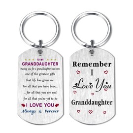 CPLJW Granddaughter Keychain Gifts - Gifts for Granddaughter, Remember I love You for Teen Girls Birthday Mothers Day Graduation Easter Gift