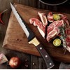 Premium Steak Knives Set with Hammered Steel Blades, Wooden Handles,