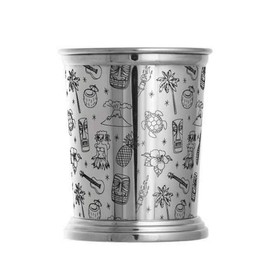 Urban Bar Julep Cup, with Tropical Decoration Tiki 18/8 Stainless Steel 40cl Model No UB3549