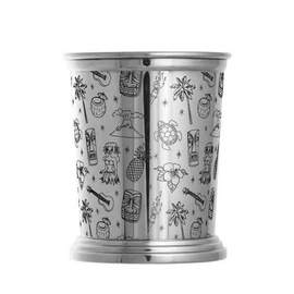 Urban Bar Julep Cup, with Tropical Decoration Tiki 18/8 Stainless Steel 40cl Model No UB3549