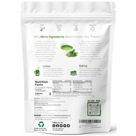 Micro Ingredients Organic Matcha Green Tea Powder, 1 lb | First Harvest, Culinary Grade from Japan | 100% Pure & Unflavored | Great for Tea, Latte & Smoothies | Non-GMO, No Sugar, Eco-Friendly Packaging
