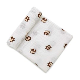 SOIMISS Muslin Swaddle Blanket Cotton Newborn Baby Infant Muslin Gauze Swaddle Blanket Wrapping Brown Monkey