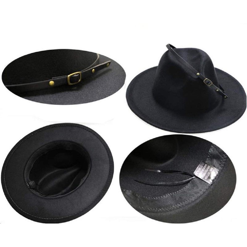Women's Felt Panama Hats Classic Wide Brim Rancher Fedora with